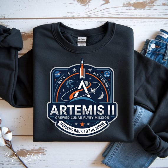NASA Artemis II Sweatshirt, Artemis 2 Humans Back to the Moon Mission Hoodie for Space Lovers