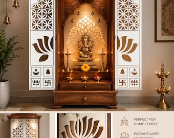 6 ensembles Design CNC pour porte de temple, porte double spirituelle hindoue SVG DXF (téléchargement numérique)