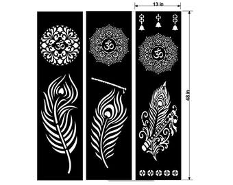 Fichiers CNC pour panneau de fond de temple hindou | Lot de 3 modèles Mandir Jali (svg, dxf, eps)