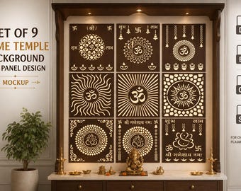 Ensemble de 9 modèles de panneaux CNC pour temples de la maison (svg, dxf, eps, ai, cdr, pdf)