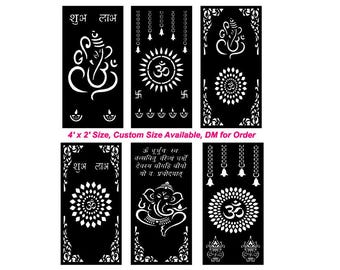 Fichiers CNC pour panneau de porte de temple hindou | 6 modèles Mandir Jali (svg, dxf, eps)