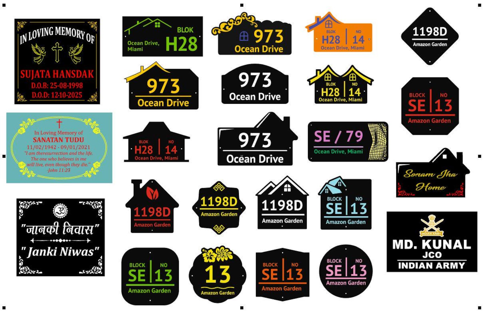 Home Address Sign SVG Bundle | Modern House Number Plates (24 Designs ...
