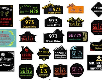 Ensemble SVG de plaque d'adresse personnelle | Plaques d'immatriculation modernes (24 modèles)