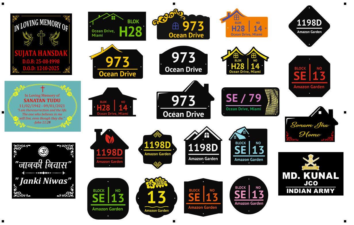 Home Address Sign SVG Bundle | Modern House Number Plates (24 Designs ...