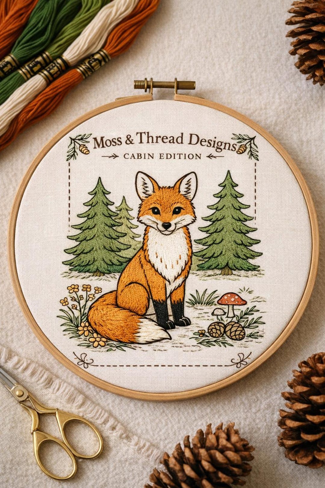 Woodland Fox Embroidery Pattern | Beginner Friendly Forest Animal Hoop ...