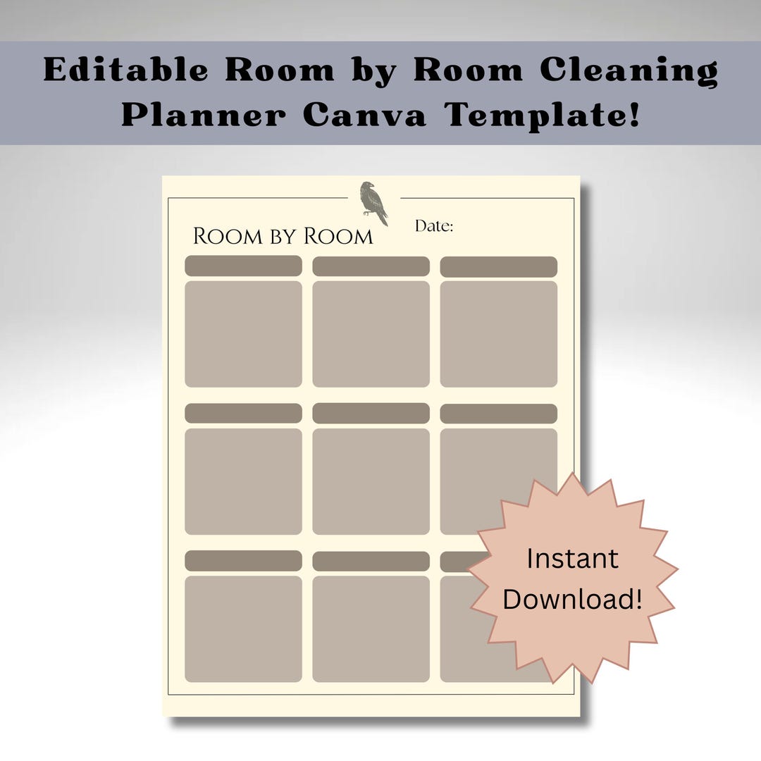 Minimalist Cleaning Checklist | Editable Room Planner (digital Download ...
