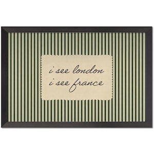 Lámina vintage "Veo Londres, Francia", cuadro retro de rayas verdes para la pared del baño. imagen 1