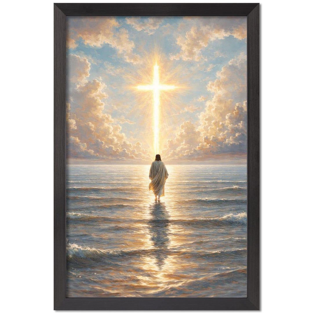 Jesus Walking on Water Print | Watercolor Christian Painting | Black ...