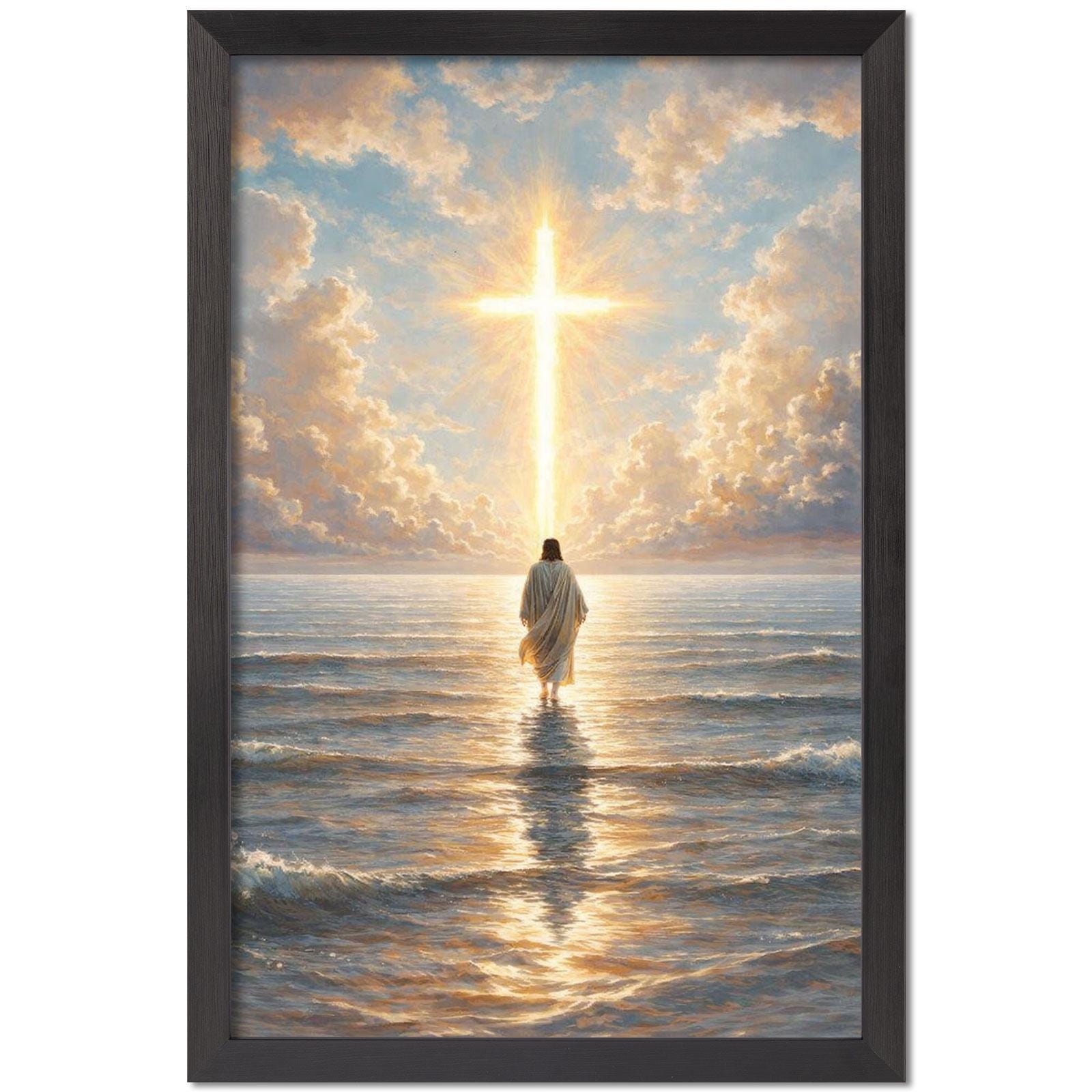 Jesus Walking on Water Print | Watercolor Christian Painting | Black ...