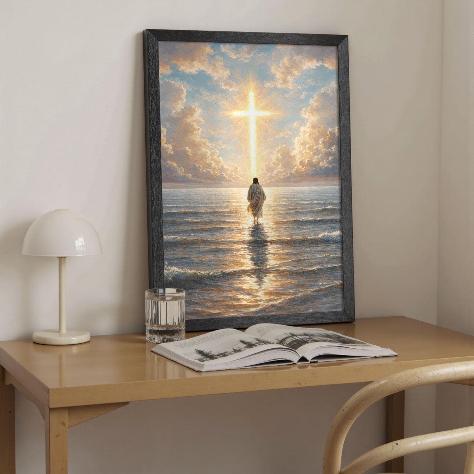 Jesus Walking on Water Print | Watercolor Christian Painting | Black ...