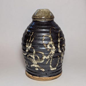 Studio Pottery Bottle Vase | c. 1970s | Black Tenmoku & Nuka Slip | Signed mS