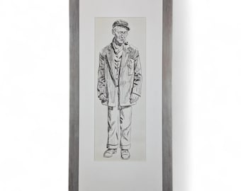 Ink Character Drawing, Man with Pipe | c. 1940s | Clyde F. Seavey