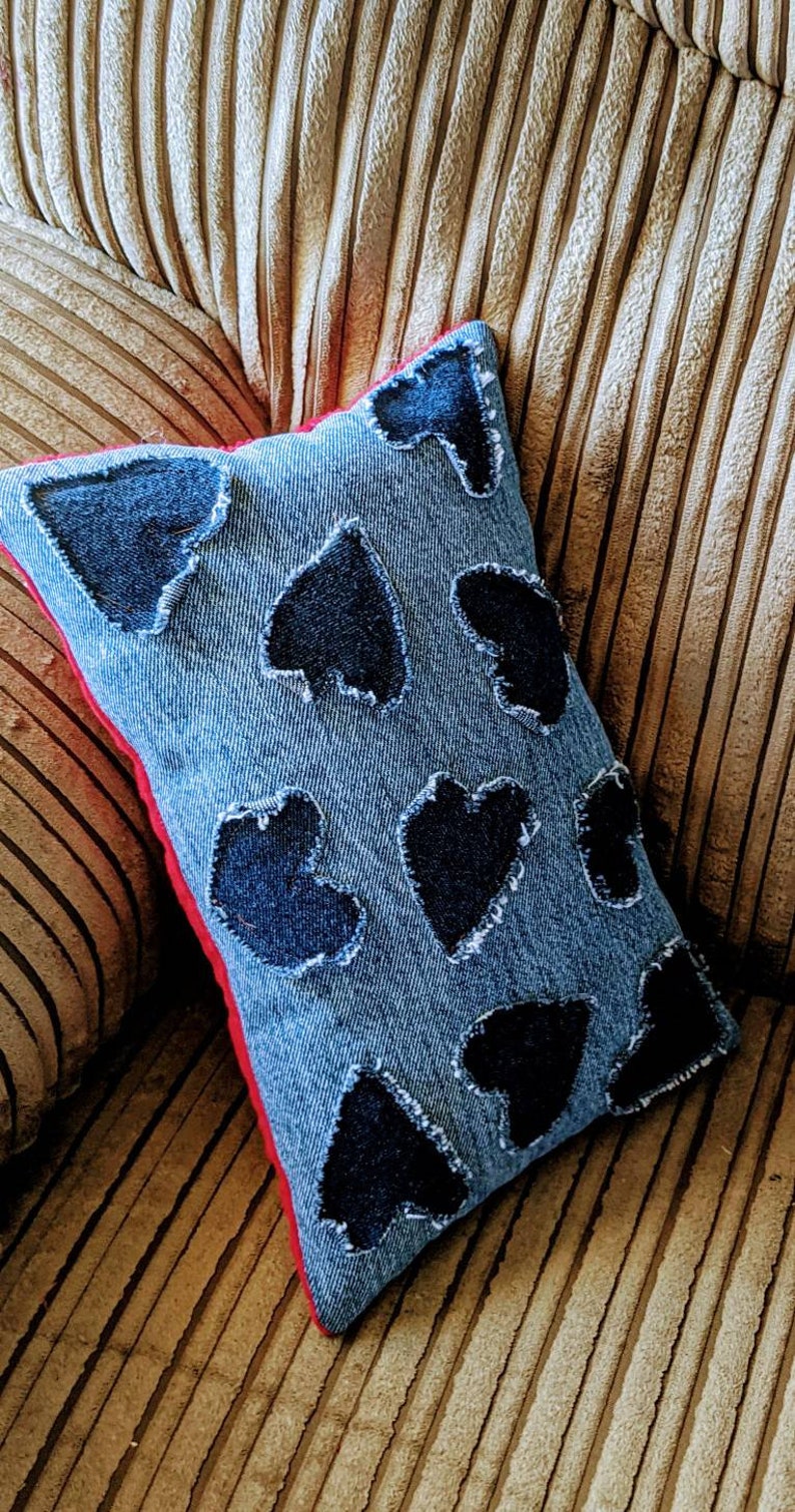 Recycled denim pillow handmade reclaimed upcycled blue jeans Etsy