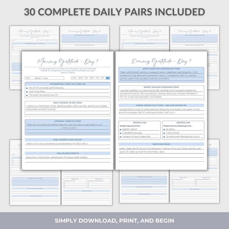 Printable Gratitude Journal | 30-day Christian Give Thanks & Reflection ...