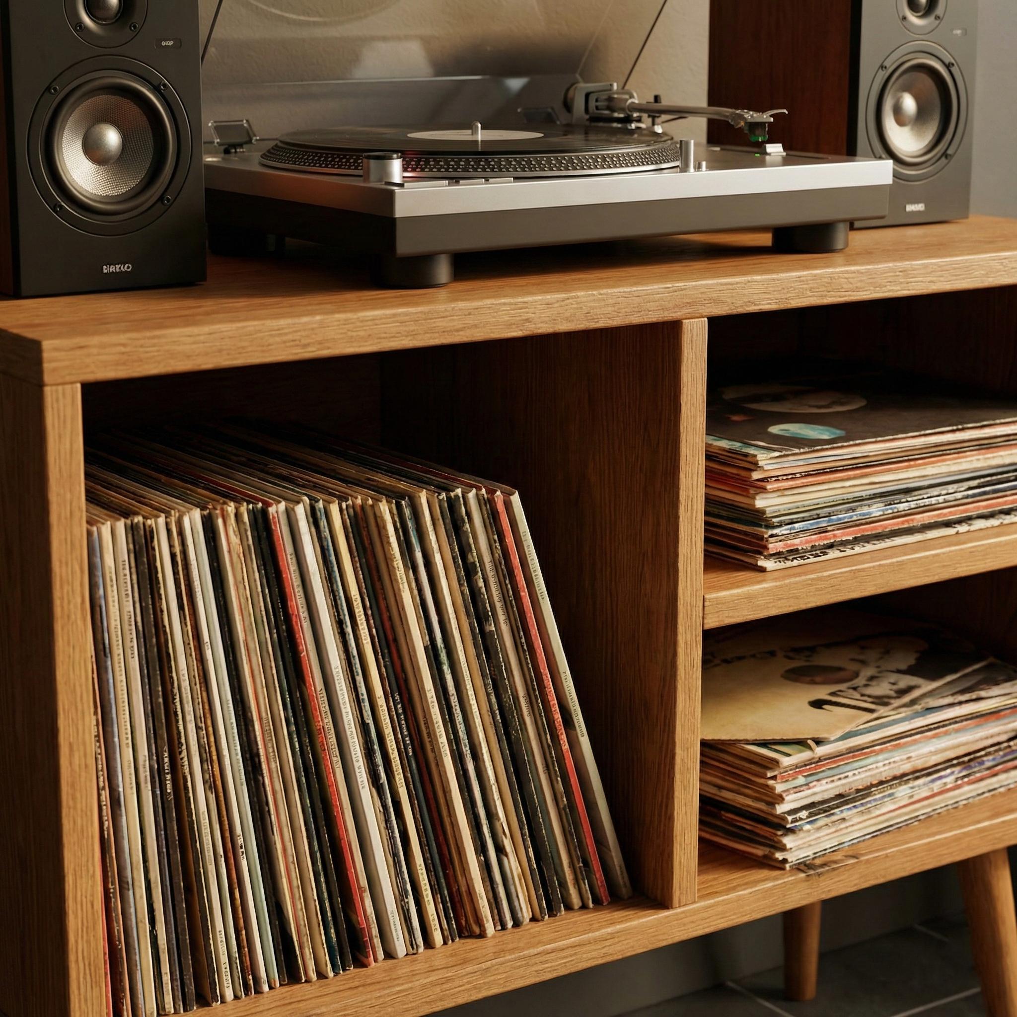 Mid Century Modern Record Player Stand | Solid Wood Vinyl Storage - Etsy