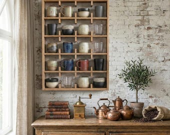 Hölzernen Becher Regal Display & Coffee Station Decor | Tassenhalter Küche Wand Lagerung