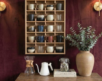 Hölzernen Becher Regal Display & Coffee Station Decor | Tassenhalter Küche Wand Lagerung