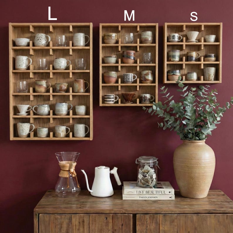 Massivholzbecher Display Regal Rustikal Bauernhaus Kaffeetasse Organizer Rack Bild 9