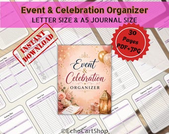 Paquete de organizadores de eventos y celebraciones / Organizador de planificación de fiestas / Lista de invitados con presupuesto / Planificador de eventos de bodas y cumpleaños / Seguimiento de gastos