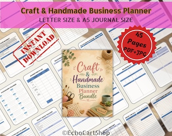 Craft & Handmade Business Planner Bundle, Printable Creative Artisan Shop Strategy, Inventory Tracker Sheets, Craft Show Sales , Expense Log