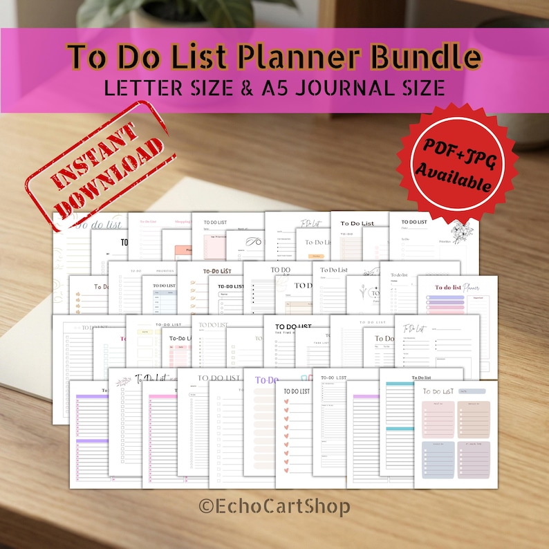 To Do List Printable Digital Planner Bundle | Letter Size, A5 | JPG, PDF

To Do List,
To Do List Planner,
To Do List Bundle,
Digital To Do List,
Daily Task Tracker,
To Do List Journal,
To Do List Tracker,
Printable Planner,
Printable Tracker,
Planner Template,
Printable To Do List,
Weekly To Do,
Instant Download