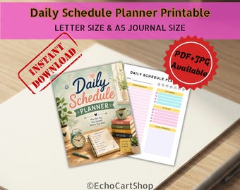 Planificador diario imprimible, planificador diario por horas sin fecha con página para notas, planificador minimalista para escritorio, PDF JPG para interiores de KDP