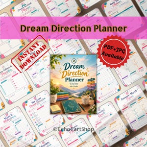 Dream Direction Planner Printable, Dream to Goal Journal with Quarterly Focus Blocks