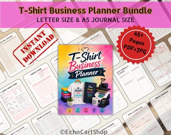 T-Shirt Business Planner Bundle, Custom Apparel Order Form & Sales Tracker, Startup Cost, Inventory Log