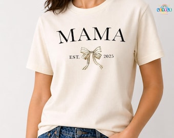Coquette Mama Shirt, Coquette Bow T-shirt for Mom, Mothers Day Gift, Girly Mama Outfit, Baby Shower Gift for Expecting