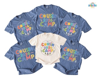 Cousin Camp 2026 Shirt, Summer Camp Matching Shirt, Family Reunion Tee, Colorful Cousin Crew Shirt, Kids Vacation Camp Tee