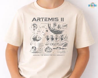 Artemis II Moon NASA Mission T-Shirt, Space Exploration Shirt, Artemis 2 Around The Moon Vintage Tee