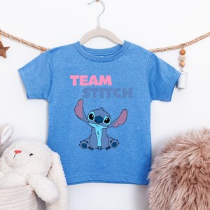 Disney Gender Reveal Party Shirt, Pink or Blue Tee, Team Stitch & Team Angel Shirt, Disneyland Baby Shower Matching Shirt image 2
