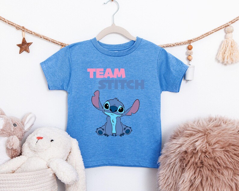 Disney Gender Reveal Party Shirt, Pink or Blue Tee, Team Stitch & Team Angel Shirt, Disneyland Baby Shower Matching Shirt image 2
