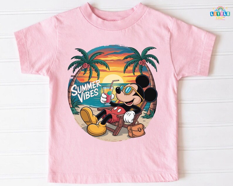 Chemise Mickey Summer Vibes, chemise de plage Mickey Mouse, t-shirt Disney Family Summer Vibes, chemise familiale assortie pour les vacances d'été, t-shirt voyage d'été image 2