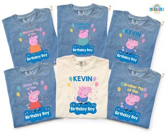 Personalized Pepa Pig Birthday Boy Shirt, Wolfoo Birthday Family Shirt, Birthday Shirt, Birthday Family Shirts, Custom Pig Birthday T-Shirt