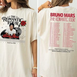 New Show Added Bruno Mars The Romantic Tour 2026 Schedule Dates Two Sided T-Shirt, The Romantic Tour Tee, Gift for Her