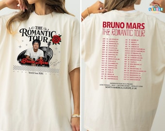 New Show Added Bruno Mars The Romantic Tour 2026 Schedule Dates Two Sided T-Shirt, The Romantic Tour Tee, Gift for Her