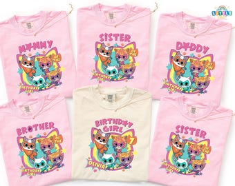SuperKitties Birthday Girl Shirt, Custom Super Cat Kids Onesie, Disney Family Matching Tees, Personalized Kitties Party Theme Tee
