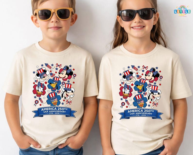 Mickey and Friends 4th July 2026 Shirt, Disney Independence Day Tee, Disneyland Family, Walt Disney World T-shirt Bild 1