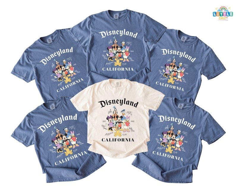 Vintage Disneyland California Shirt, Mickey and Friends Signature Tee, Disney Trip Family Shirt, Disney Family Vacation Shirt image 1