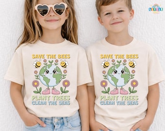 Save The Bees Plant Trees Clean The Seas Shirt, Earth Day Shirt Women, Save The Bees Shirt, Planet Shirt, Earth Tee