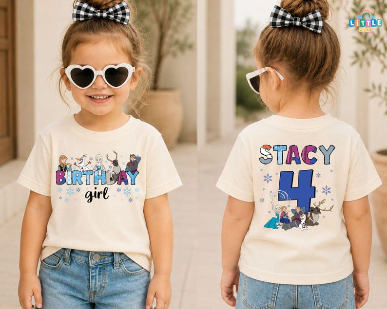 Frozen Birthday Shirt, Princess Elsa Birthday Tee, Anna Birthday Kids Gift, Disneyland Toddler Trip Tees Bild 1