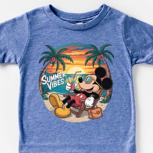 Chemise Mickey Summer Vibes, chemise de plage Mickey Mouse, t-shirt Disney Family Summer Vibes, chemise familiale assortie pour les vacances d'été, t-shirt voyage d'été image 3