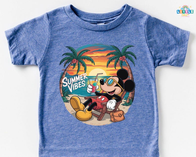 Chemise Mickey Summer Vibes, chemise de plage Mickey Mouse, t-shirt Disney Family Summer Vibes, chemise familiale assortie pour les vacances d'été, t-shirt voyage d'été image 3