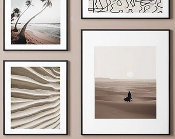 Desert Beauty Sea Beach Landscape Abstract Lines Canvas Poster Scandinavian Decoration Picture Home Bedroom Decor Oversized Coastal Wall Art