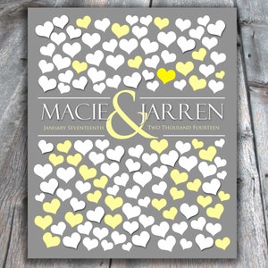 Engagement or Bridal Gift PERSONALIZED WEDDING GIFT Poster Anniversary Gift Custom Wedding Guestbook Poster Grey Wedding Color _03 image 1