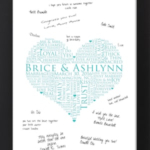 WEDDING GUESTBOOK SIGNATURE poster, love words poster, 16x20 Signature Guest Book, Wedding heart Guestbook, Wedding Gift Sign In