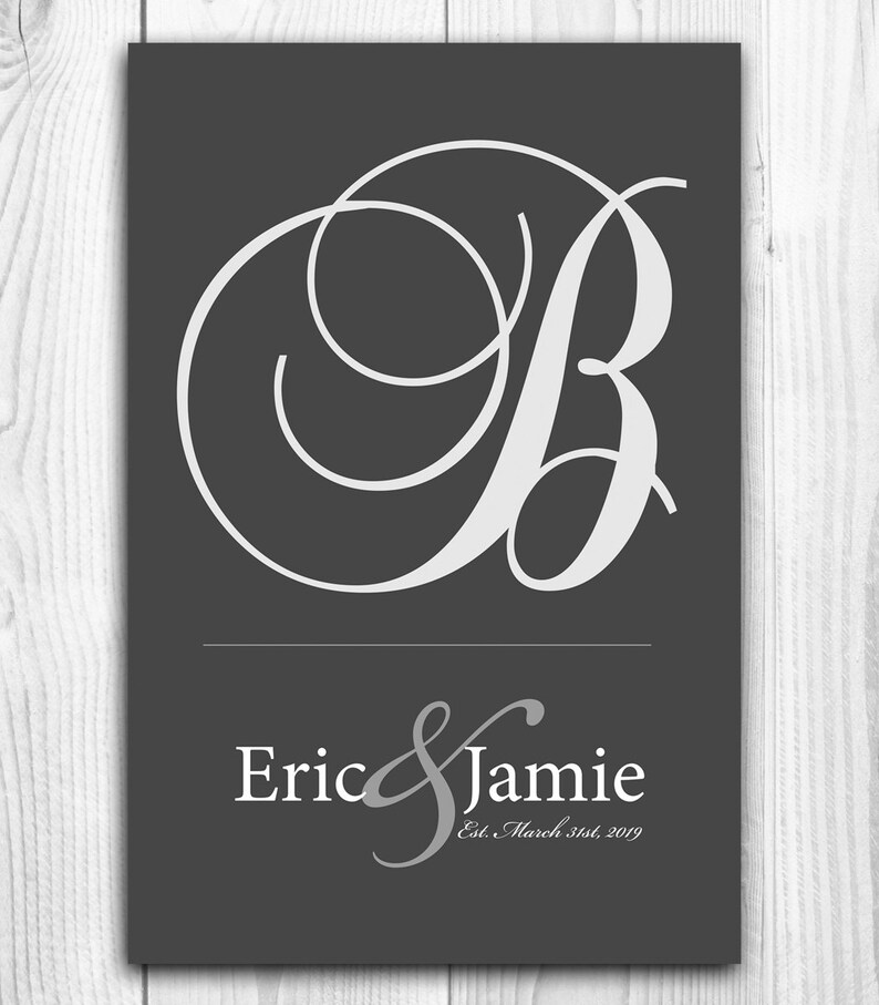 Custom Wedding Gift Bridal Shower Gift Custom Monogram Art Print Wedding Present 01 BRIDE GROOM GIFT Personalized Bridal Shower Gift