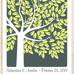 MODERN KEEPSAKE, Wedding Tree Personalized Print Wedding Guest Book 155 Guest Sign In 16x20 by Sugar Vine Art, 130 image 1