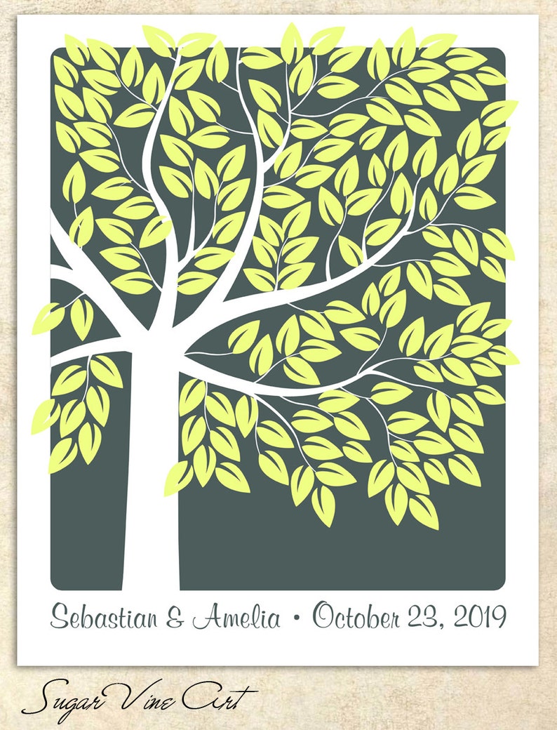 MODERN KEEPSAKE, Wedding Tree Personalized Print Wedding Guest Book 155 Guest Sign In 16x20 by Sugar Vine Art, 130 image 1